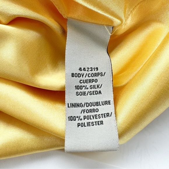 Monique Lhuillier 100% Silk Bright Yellow Beaded Strapless Mini Dress Size 8 - Picture 10 of 11